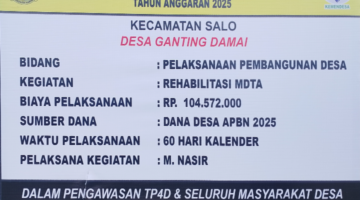 Pemerintahan Desa Ganting Damai untuk Menghabiskan Anggaran APBN 2025 Agar Dapat Meraup Keuntungan Besar Gunakan untuk Rehab & Renovasi